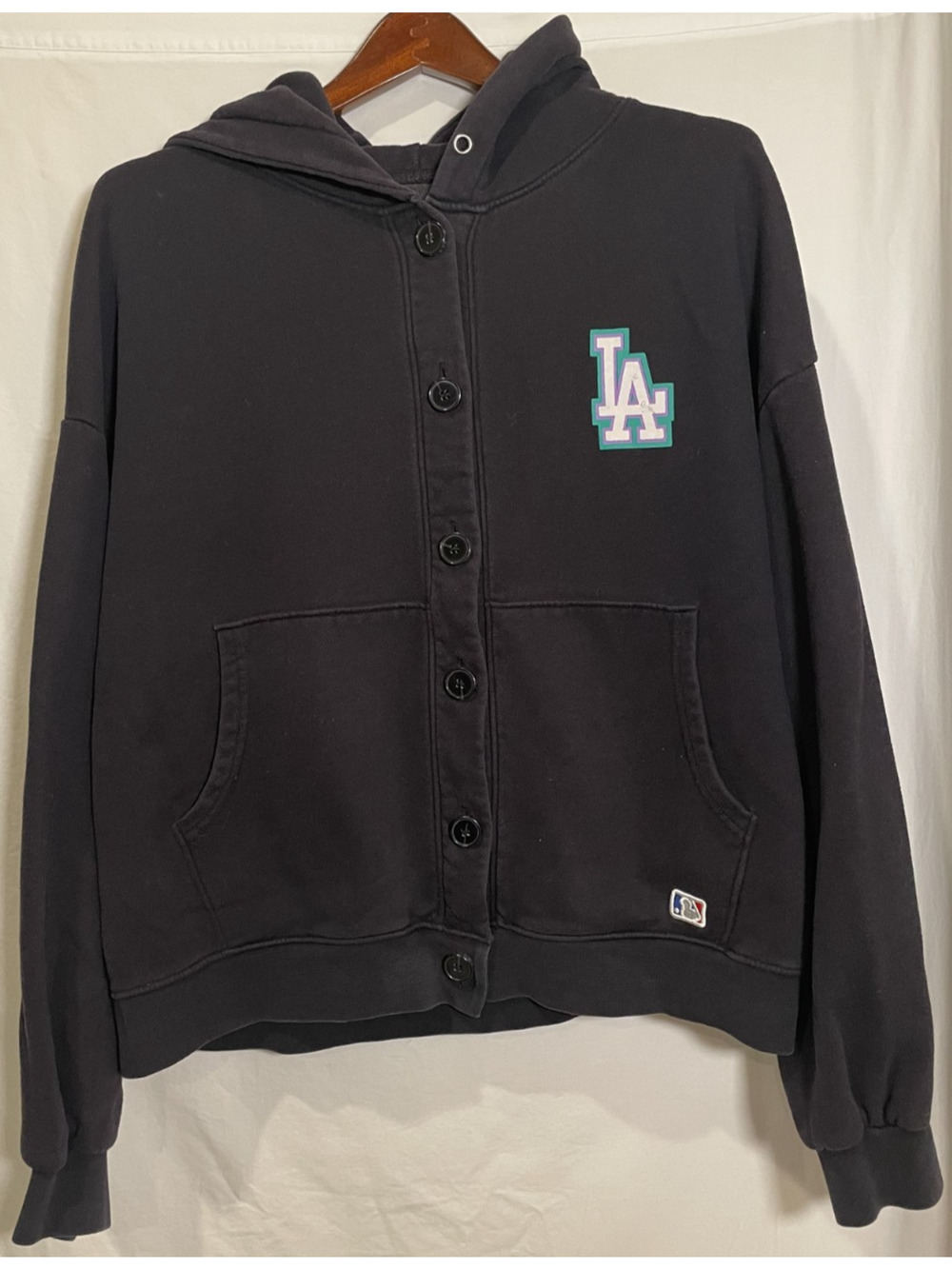 MLB Like LA Los Angeles Dodgers Baseball Button-Up Sweatshirt Black - M